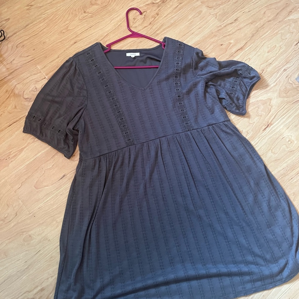 Maurices Gray Boxy Puff Sleeve Midi Dress